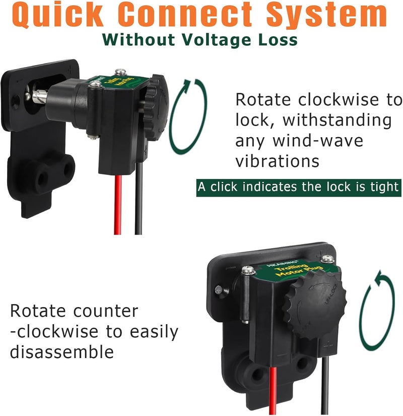 HKAIMING Trolling Motor Plug, 027-0004-Kit Onboard Marine 12V to 48V Quick Power Connector, Weather Resistant with 80 AMP Capacity Green - Image 2